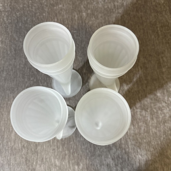 Tiara White Frosted Horn Tankards Set 4 Vintage Pilsner Indiana Glass Goblet Mug - Picture 2 of 5